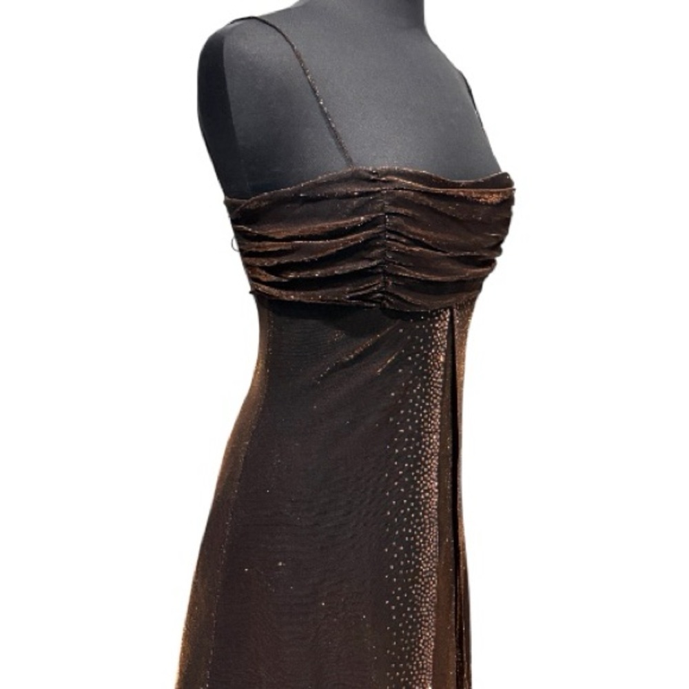 Vintage Y2K Jump Apparel Metallic Bronze Corset Gown Fairycore Gothic Prom Dress - Picture 5 of 16